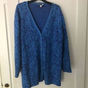 Isaac Mizrahi blue floral print cardigan  XL/16–18